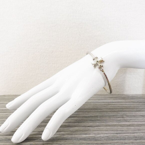 Tory Burch Eleanor Hinged Cuff Bracelet Silver OS - Picture 5 of 12